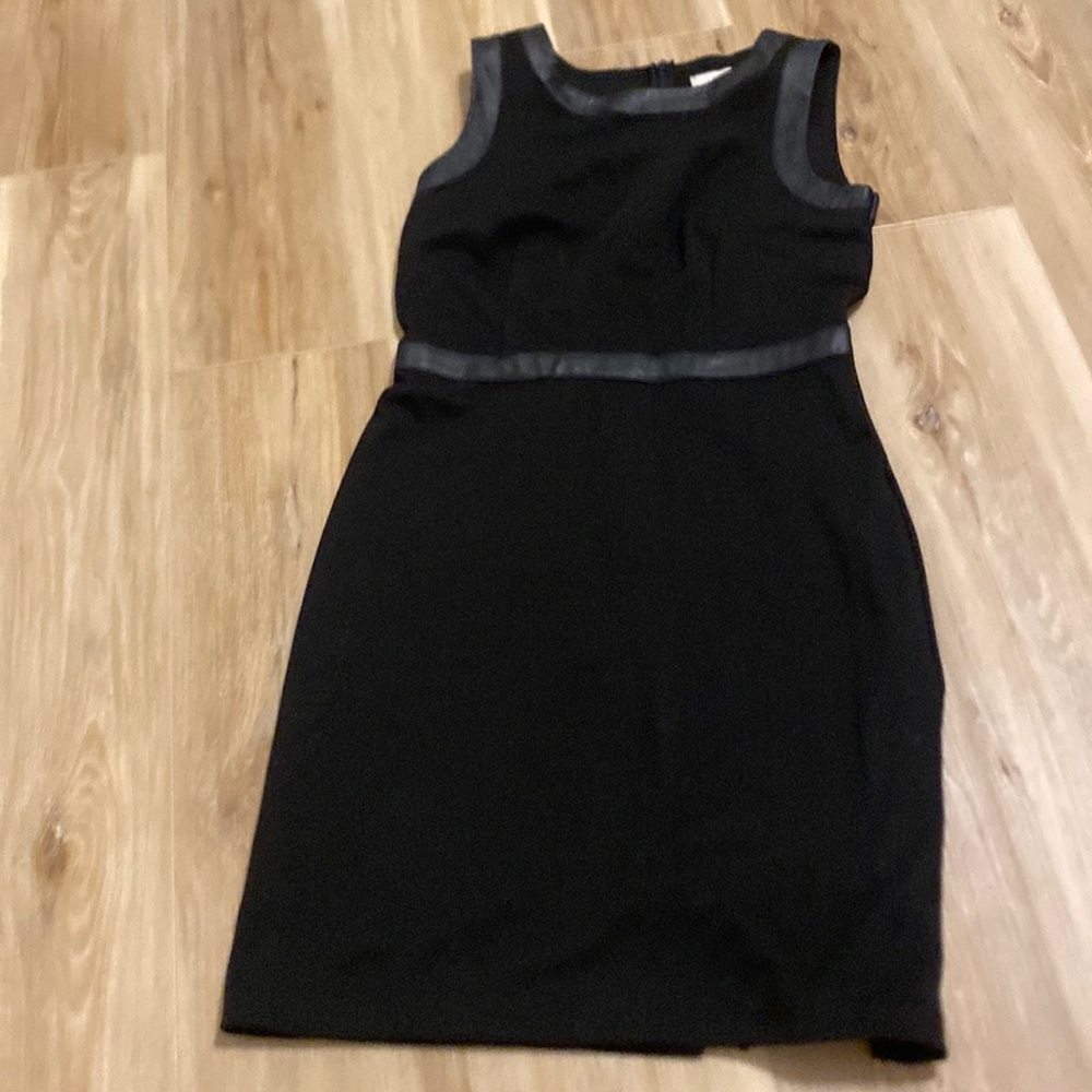 Black dress with leather trim